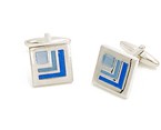 Silver/Light Blue/Blue Square Cufflink