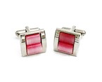 Pink/Silver Square Cufflink