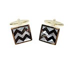 Brown/Pearl/Gold Square Cufflink