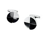 Black/Pearl/Silver Circle Cufflink