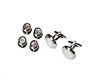 Shell with Multi Silver Round Cufflink & Studs