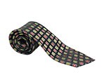 Black/Green/Red Printed Silk Tie