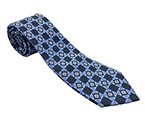 Dark Blue/Blue Printed Silk Tie