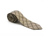 Beige/Yellow/Blue Check Silk Tie