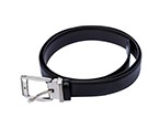 30mm width Silver Square Buckle with Black Belt (44 inch)