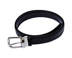 30mm width Silver Round Buckle with Black Belt (42 inch)