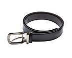 35mm width Silver Round Buckle with Black Belt (38 inch)